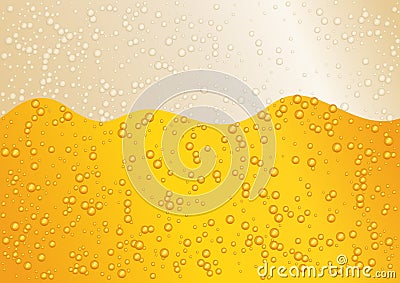 Seamless wide horizon beer background for Oktoberfest. Golden color. Vector Illustration