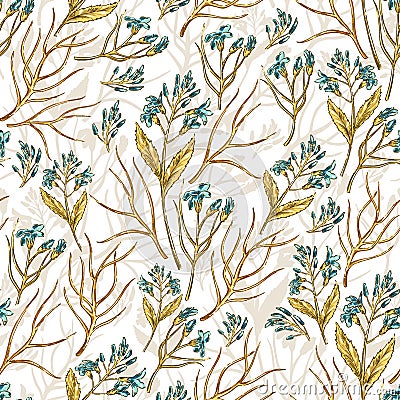 Seamless wildflowers pattern Vector Illustration