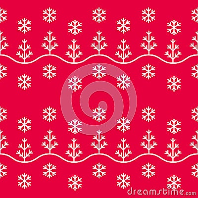 Seamless winter pattern snowflakes and trees Stock Photo