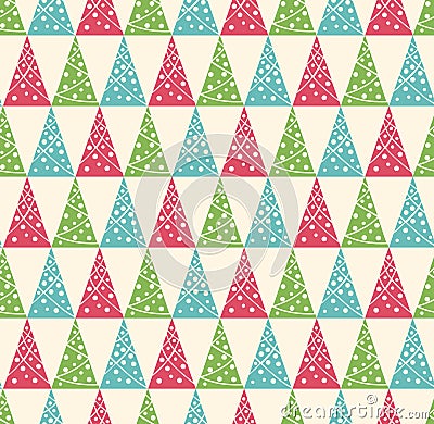 Seamless Winter Pattern with Stylized Decoration Christmas Trees Vector Illustration