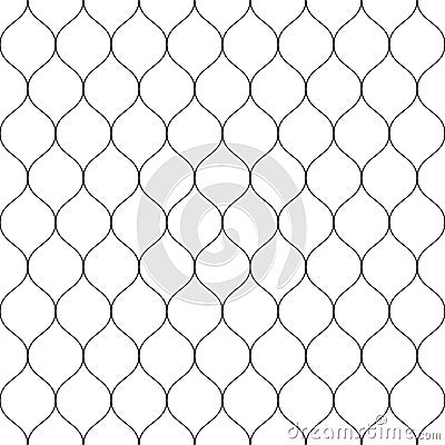 Seamless wired netting fence. Simple black vector illustration on white background Vector Illustration
