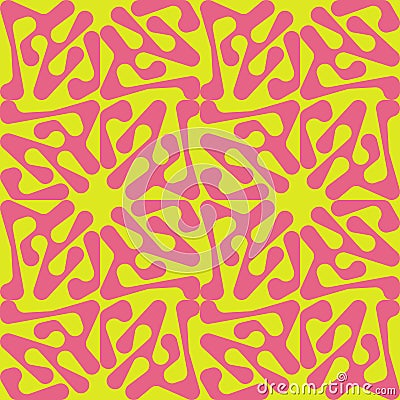 Seamless Wonky Pattern with Psychedelic Shapes in Summer Colors Vector Illustration