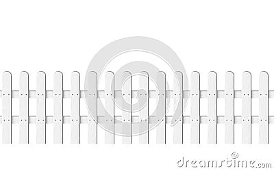 Seamless wooden fence isolated on white or transparent background. vector illustration of realistic endless white picket Vector Illustration