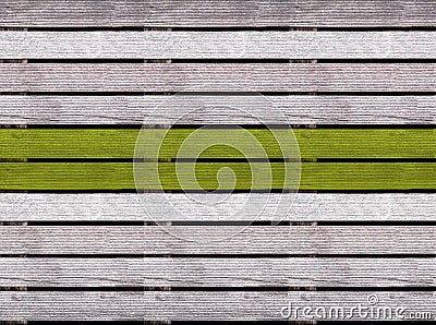 Seamless wooden texture of floor or pavement with green line, wooden pallet Stock Photo