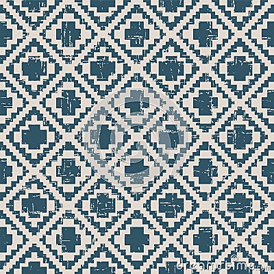 Seamless worn out antique background 321_pixel diamond check Vector Illustration