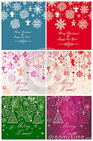 Seamless xmas cards Vector Illustration