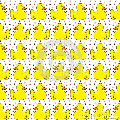 Seamless yellow ducks pattern Vector Illustration