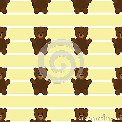 Seamless Yellow Teddy Bear Patten Vector Illustration