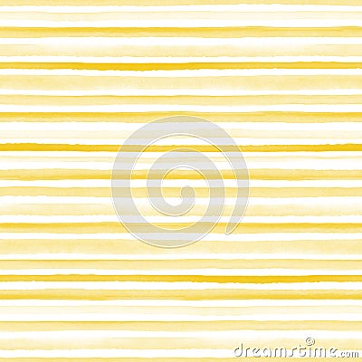 Seamless yellow watercolor pattern on white background. Watercolor seamless pattern with lines and stripes Stock Photo