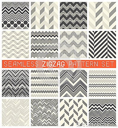 Seamless Zig Zag Pattern Set. Chevron Grapic Print Design Vector Illustration