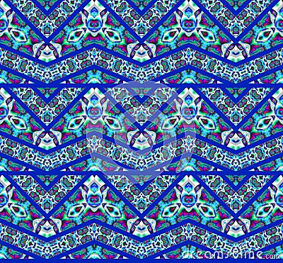 Seamless zigzag pattern dark blue purple turquoise green Stock Photo