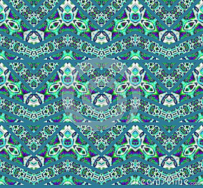 Seamless zigzag pattern dark green purple turquoise gray Stock Photo