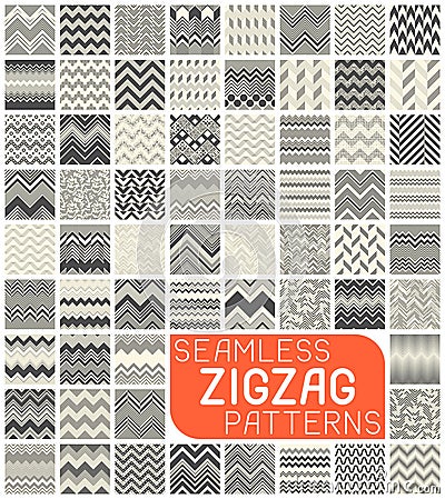 Seamless Zigzag Pattern Set. Abstract Vector Chevron Background Vector Illustration