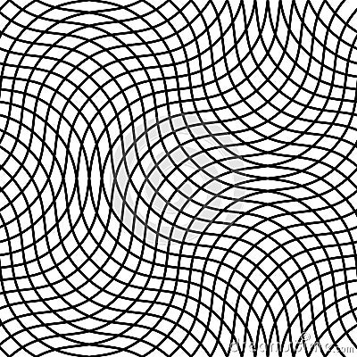 Seamlessly repeatable geometric monochrome pattern with distorted lines Vector Illustration