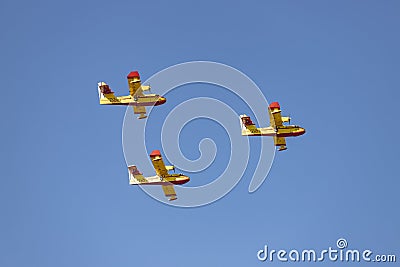 Seaplane. Airplane. Military vehicle. Spanish Air Force on the day of the National Holiday of October 12 Editorial Stock Photo