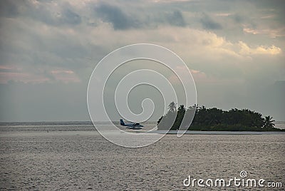 A seaplane ferrying holidaymakers around the Maldives Stock Photo