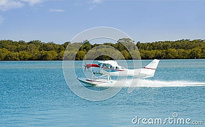 Seaplane Floatplane Takeoff Stock Photo