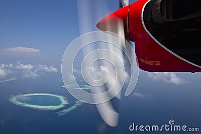 Seaplane in Maldives Stock Photo