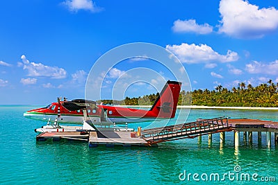 Seaplane at Maldives Stock Photo