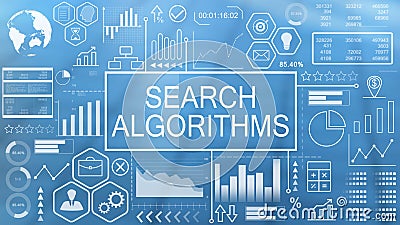 Search Algorithms, Animated Typography Stock Photo