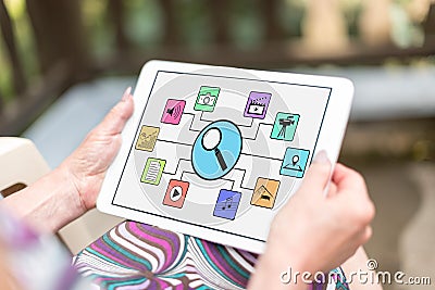 Search for apps concept on a tablet Stock Photo