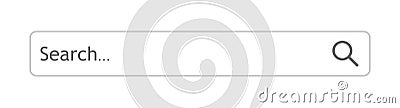 Search bar. Internet box for url, research, link. Modern search bar with shadow for web browser. 3d template with button and Vector Illustration