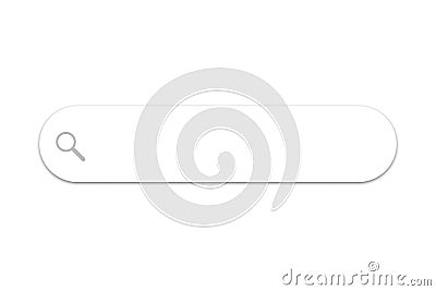 Search bar mockup. Minimal magnifier icon. White input shape. Vector web element. Vector Illustration