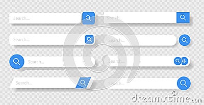 Search Bar for ui, design and web site. Search Address and navigation bar icon. Collection of search form templates for websites. Vector Illustration