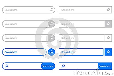 Search Bar for UI. Set of elements for design interface of website. Vector. Vector Illustration