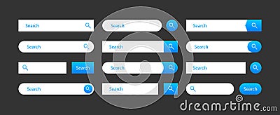 Search bar for user. Collection of elements for website interface design. Search form or Navigation bar template. Vector Vector Illustration