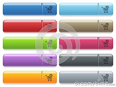 Search cart item icons on color glossy, rectangular menu button Stock Photo