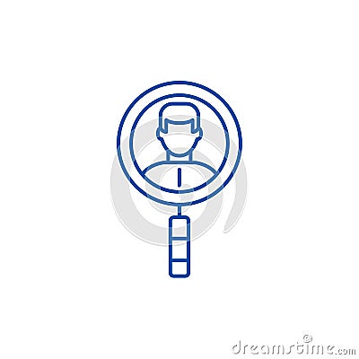 Search for colleagues line icon concept. Search for colleagues flat vector symbol, sign, outline illustration. Vector Illustration