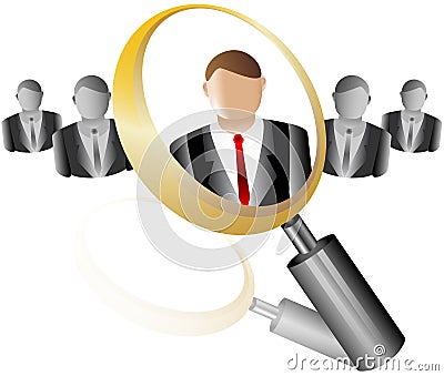 Search Employee Icon for Recruitment Agency Magnif Vector Illustration