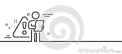 Search employee line icon. Interview warning sign. Minimal line pattern banner. Vector Vector Illustration