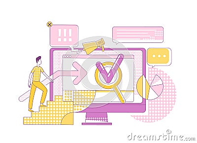 Search engine marketing thin line concept vector illustration Vector Illustration