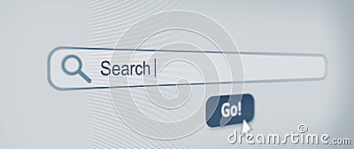 Search Engine Optimization on a computer screen with typed Keywords Stock Photo