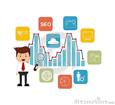 Search engine optimization flat icons Vector Illustration