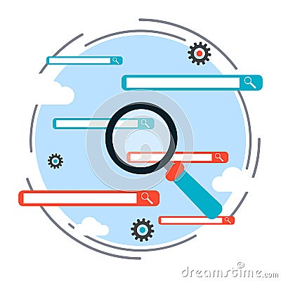 Search engine optimization process, web search vector concept Vector Illustration