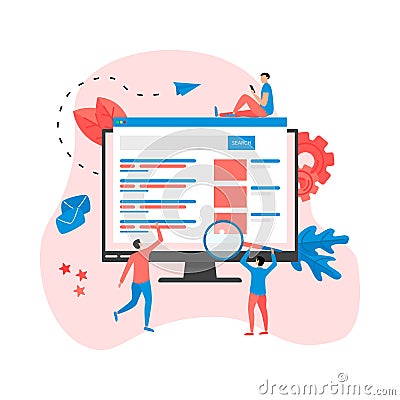 Search engine result pag vector, Page showing search results of a query, web search concept on smartphone Vector Illustration