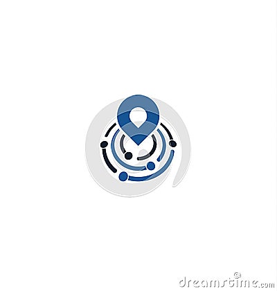 Search engine tech, flat style vector logo concept. Find companies, hiring, isolated icon on white background. Placemark Vector Illustration