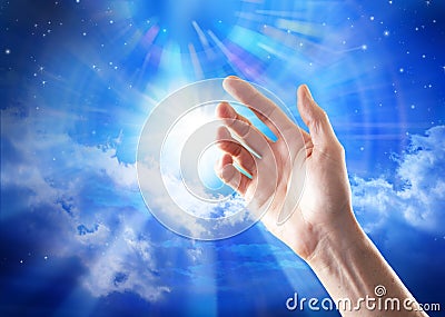 Search Spirituality Hand God Meaning Heaven Stock Photo