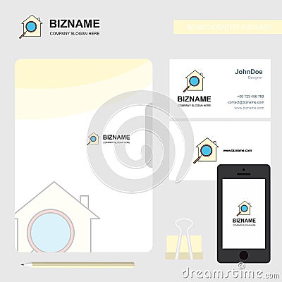 Search house Business Logo, File Cover Visiting Card and Mobile App Design. Vector Illustration Vector Illustration