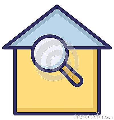 Search house, Find, Isolated Vector Icon which can be easily edit or modified. Vector Illustration