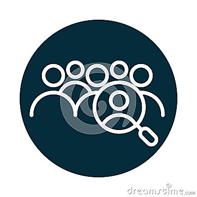 Search icon, hiring and recruitment magnifying glass block and line icon Vector Illustration