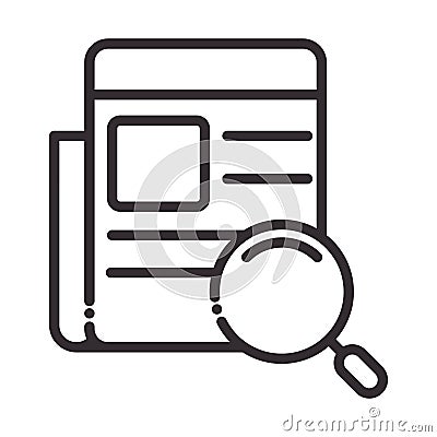 Search icon, paper information content thin line icon Vector Illustration