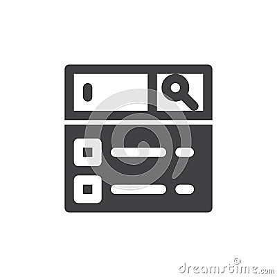 Search icon vector, filled flat sign, solid pictogram isolated on white. Vector Illustration