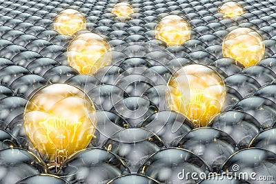 Search ideas concept with lightbulbs, 3D rendering Stock Photo