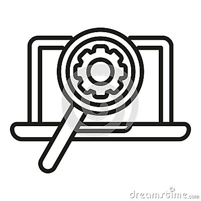 Search laptop service icon outline vector. Recovery tool Vector Illustration