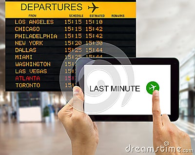 Search for last minute deals in usa airport Stock Photo