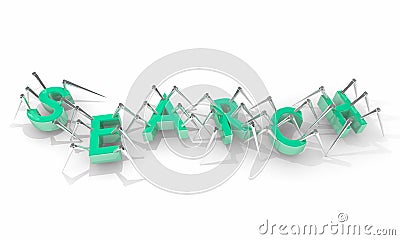 Search Letters Word Bots Crawling Web Indexing Stock Photo
